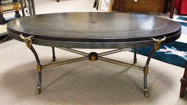 MAITLAND SMITH GREY LEATHER RAMS HEAD COFFEE TABLE (1 of 7)