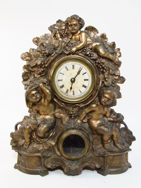 19TH C NICHOLAS MULLER CAST METAL SHELF CLOCK (1 of 10)