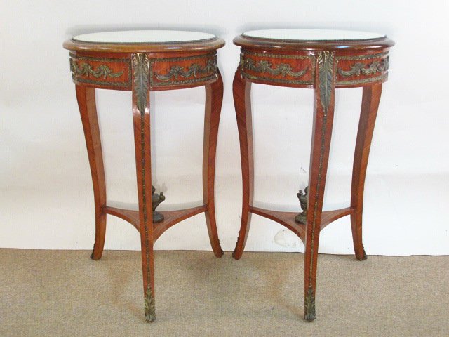 PAIR ORMOLU MOUNTED PEDESTAL STANDS (1 of 9)