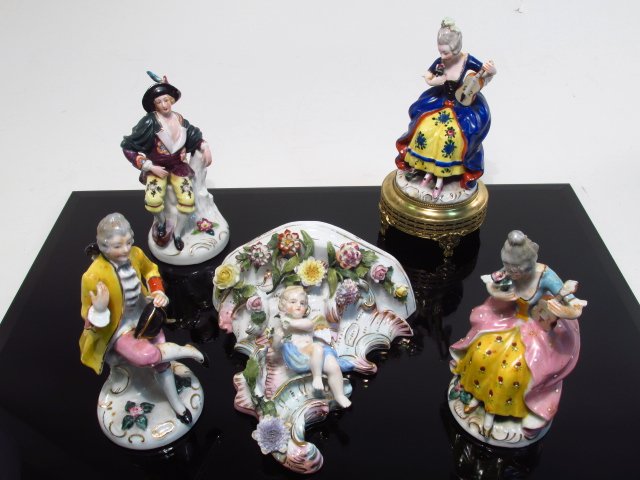 FIVE HAND PAINTED PORCELAIN FIGURINES, ETC. SITZENDORF (1 of 10)