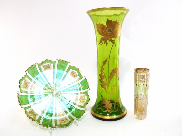 THREE PIECES OF BOHEMIAN ART GLASS: MOSER (1 of 10)