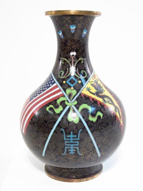 RARE CHINESE CLOISONNE VASE: IMPERIAL GREAT WHITE FLEET (1 of 10)