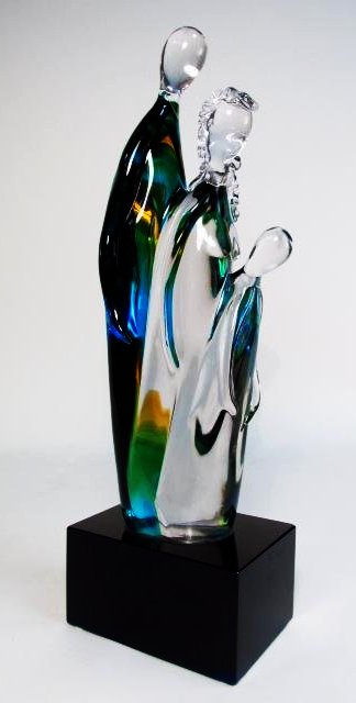 LARGE ITALIAN MULTICOLORED GLASS SCULPTURE: "FAMIGLIA" (1 of 10)