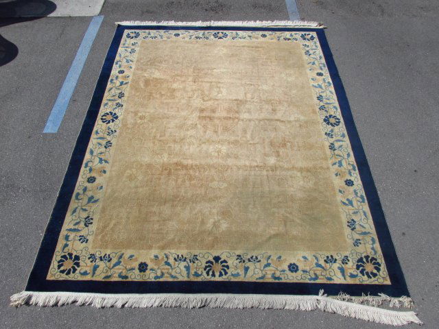 LARGE CHINESE ART DECO WOOL RUG - 8'11" x 11'8" (1 of 7)