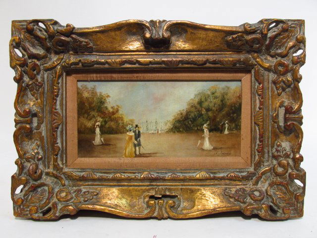 SMALL FRAMED OIL ON MASONITE PAINTING: LANDSCAPE W/ (1 of 6)