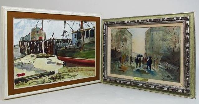 TWO FRAMED OIL ON CANVAS PAINTINGS (1 of 9)