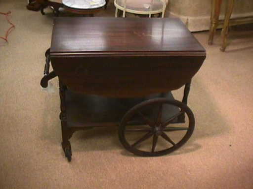 195: VINTAGE WOOD FOLDING LEAF TEA CART SERVING CART 195: VINTAGE WOOD FOLDING LEAF TEA CART SERVING CART