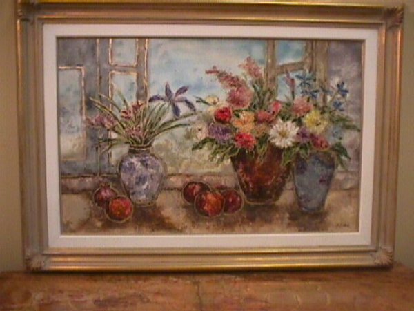 OIL ON CANVAS PAINTING FLORAL SIGNED KLINE