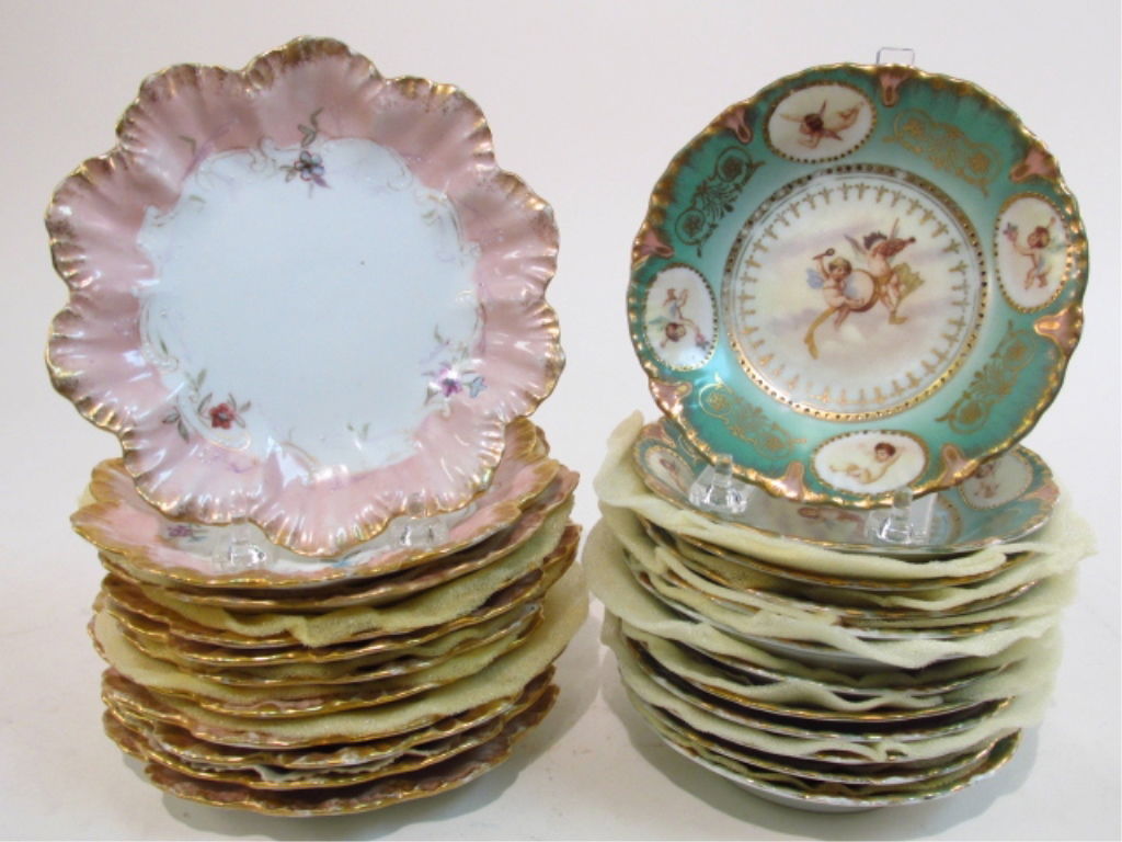 PORCELAIN PLATES & BOWLS: LIMOGES, CARLSBAD, 23 PC (1 of 10)