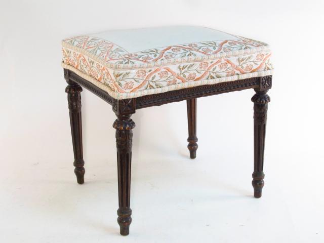 ANTIQUE NEOCLASSICAL STYLE UPHOLSTERED FOOTSTOOL (1 of 8)