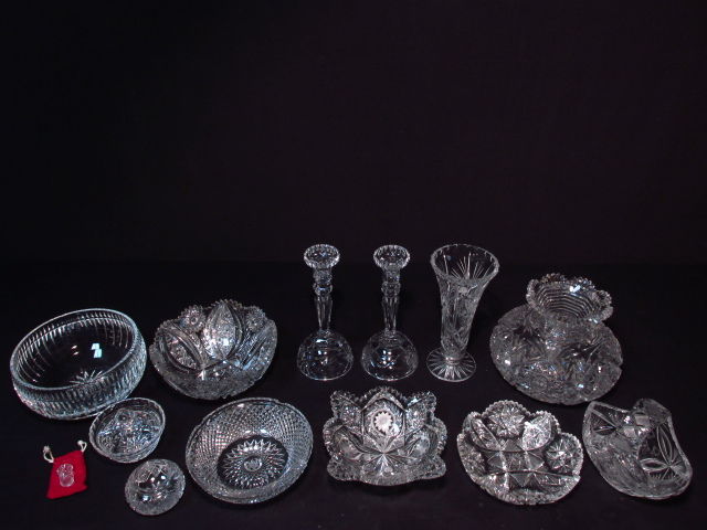 GROUP LOT 13 PCS CUT CRYSTAL & GLASS (1 of 9)