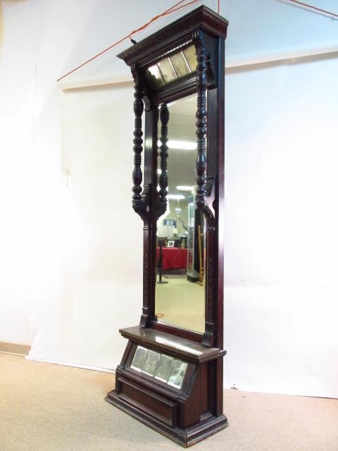 LARGE VICTORIAN CARVED WALNUT PIER MIRROR (1 of 9)