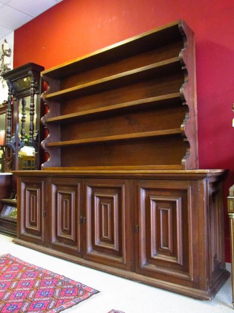 HUGE WALNUT FINISHED SIDEBOARD CABINET W/ HUTCH (1 of 4)