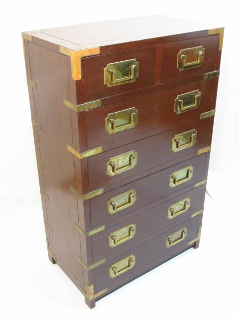 HEAVY GEORGE ZEE & CO METAL MOUNTED MAHOGANY CHEST (1 of 6)
