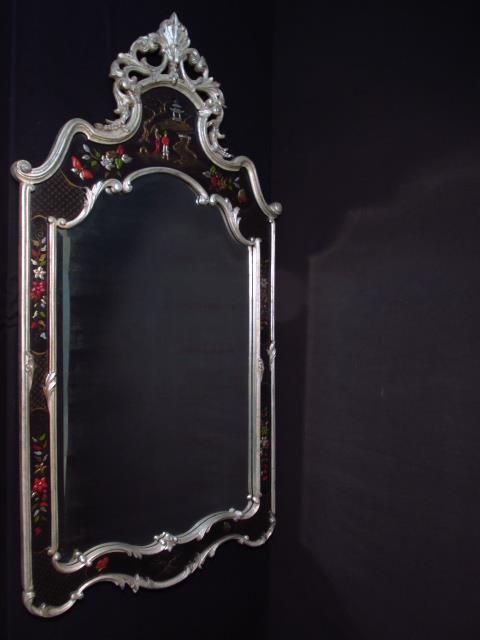 LARGE CHINOISERIE STYLE WALL MIRROR (1 of 10)