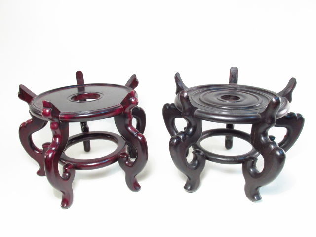 TWO LARGE CHINESE CARVED WOOD STANDS OR BASES (1 of 4)