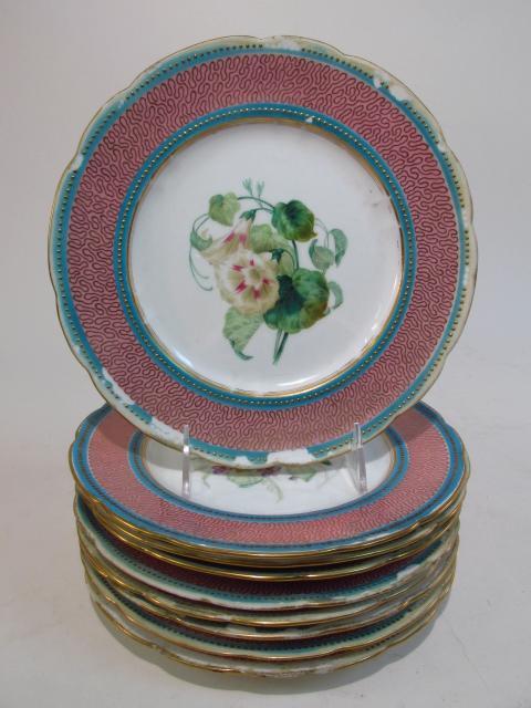 NINE EARLY ROYAL WORCESTER HAND PAINTED PLATES (1 of 10)