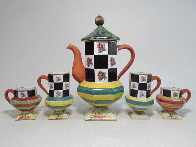 MACKENZIE CHILDS "SEA AND SHORE" POTTERY: 5 PCS (1 of 9)