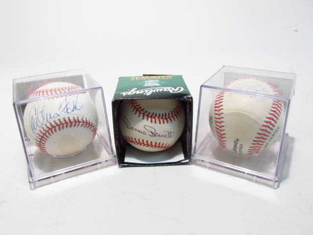 THREE SIGNED BASEBALLS: MO VAUGHN, DENNIS BENNETT, (1 of 7)