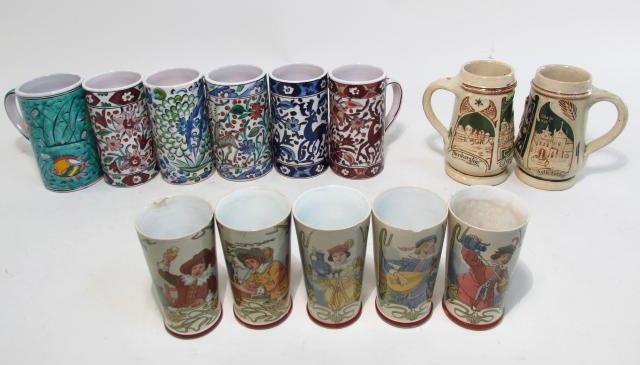 THIRTEEN POTTERY CUPS & MUGS/STEINS (1 of 10)