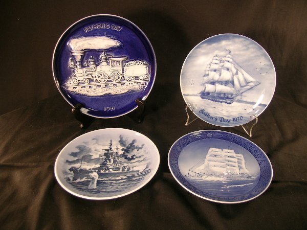 ROYAL COPENHAGEN ROOKWOOD PLATES SHIP LOCOMOTIVE