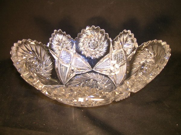 BRILLIANT CUT GLASS CRYSTAL LARGE OBLONG BOWL