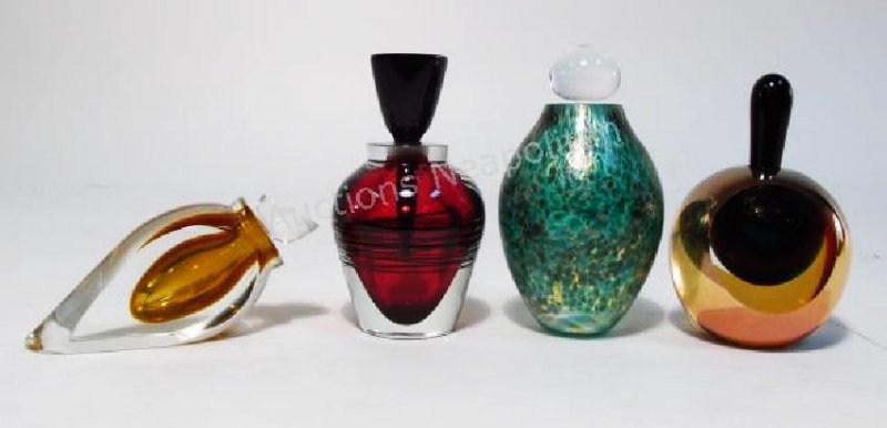 FOUR ART GLASS PAPERWEIGHT PERFUME BOTTLES (1 of 9)