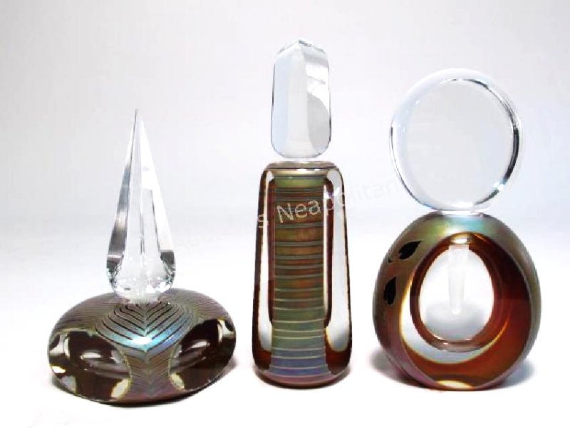 THREE CRAIG SWEIFEL ART GLASS PERFUME BOTTLES (1 of 10)