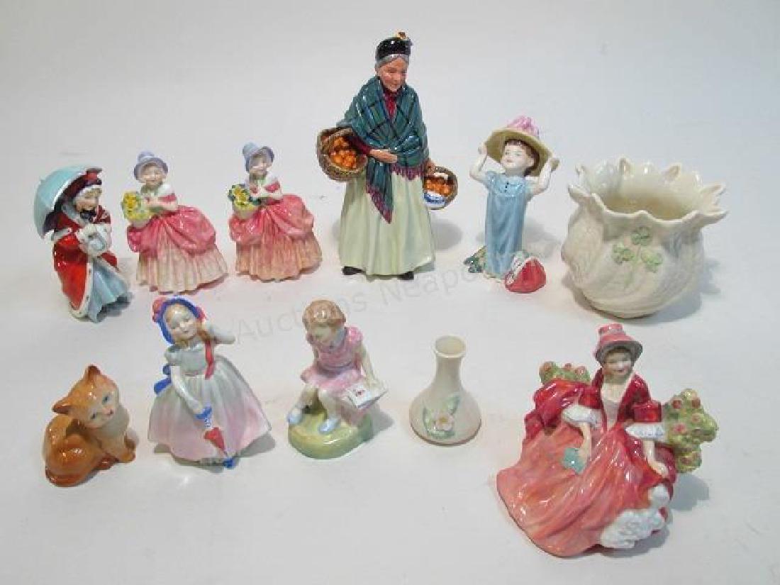 ROYAL DOULTON & BELLEEK PORCELAIN FIGURINES, 11 PC (1 of 7)