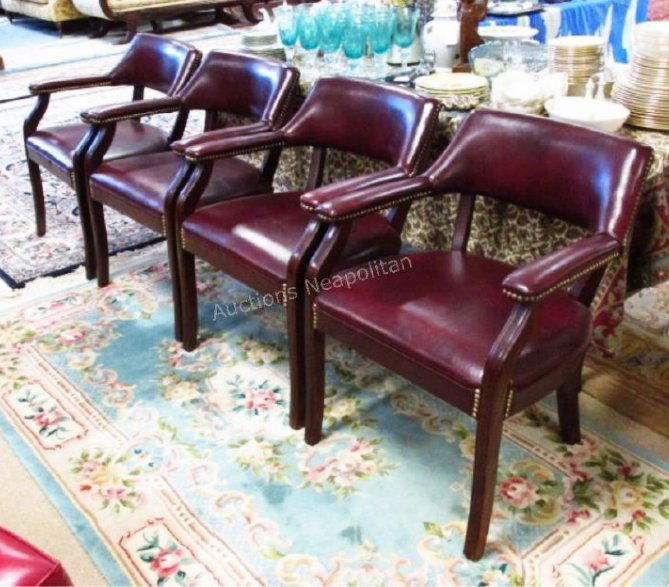 FOUR LEATHER DINING CHAIRS (1 of 4)