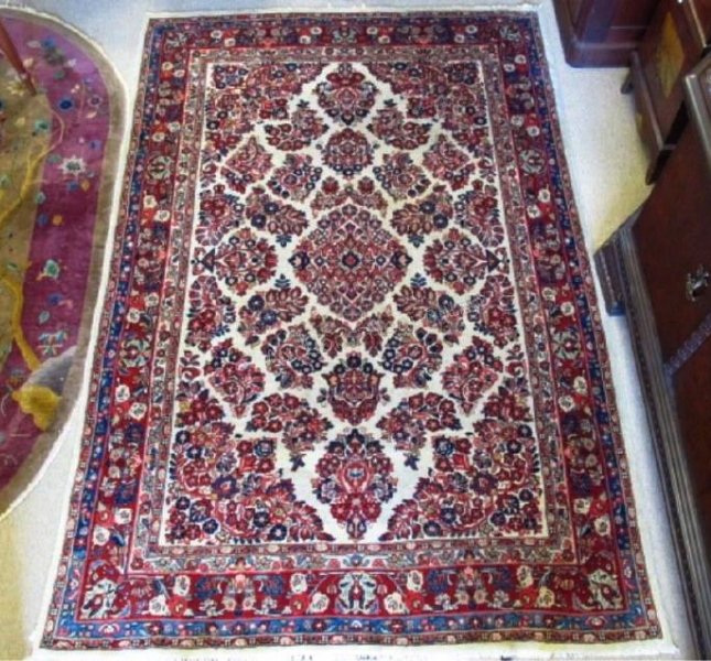 VINTAGE PERSIAN SAROUK HAND KNOTTED RUG - 6' X 9' (1 of 7)