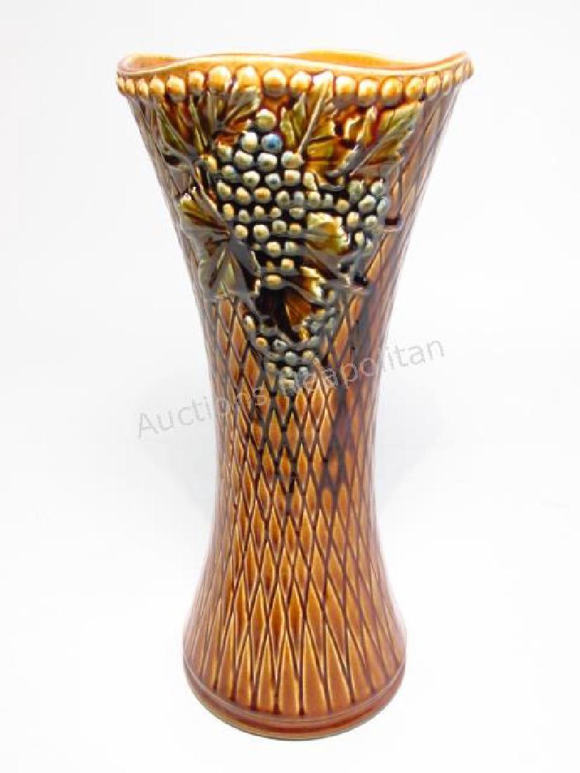 MCCOY 14" "CURIO"BASKET WEAVE PATTERN GLAZED VASE (1 of 6)