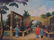 VINTAGE CHINESE GARDEN SCENE OIL ON CANVAS PAINTIN - 2
