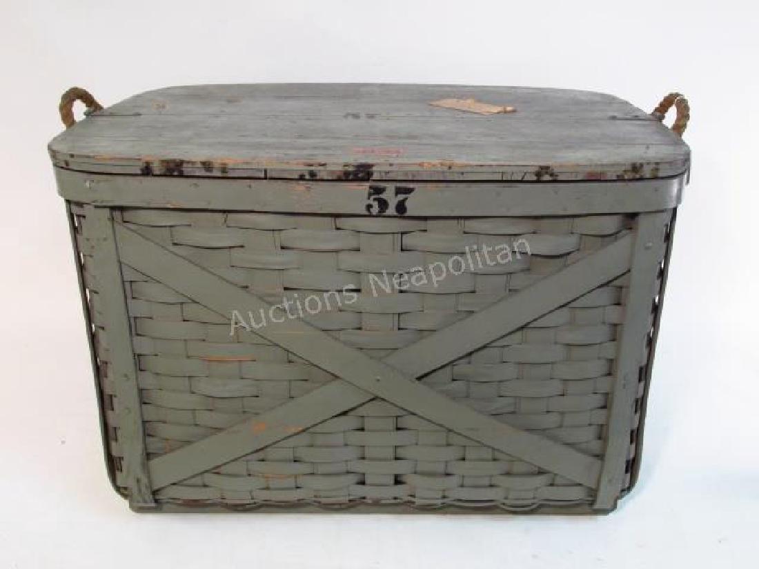 LARGE VINTAGE GREEN PAINTED SAVANNAH BASKET/BOX (1 of 5)