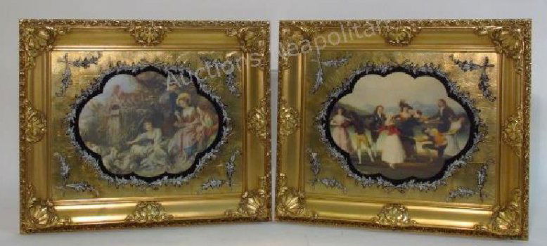 TWO GILDED EGLOMISE STYLE FRAMED PRINTS (1 of 6)