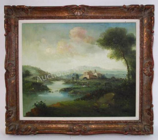 VINTAGE OIL ON CANVAS LANDSCAPE SCENE PAINTING (1 of 6)