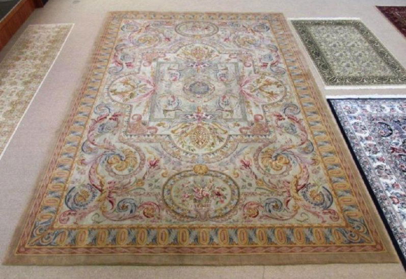 LARGE FRENCH HAND TUFTED WOOL & COTTON AREA RUG (1 of 10)