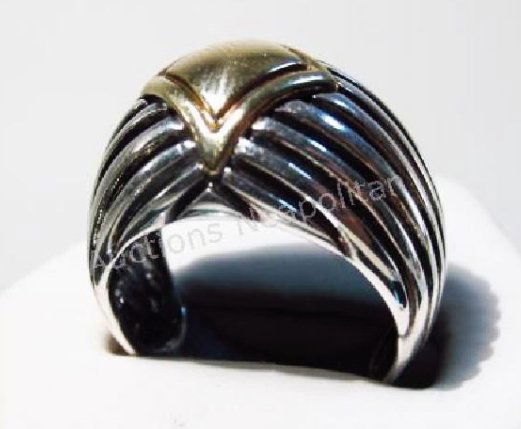 18K GOLD & STERLING SILVER RING - SIZE 7 (1 of 3)