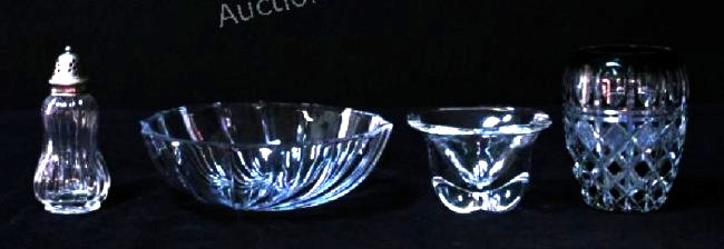 FOUR PIECES OF ASSORTED CRYSTAL: EMERALD CUT, ETC. (1 of 6)