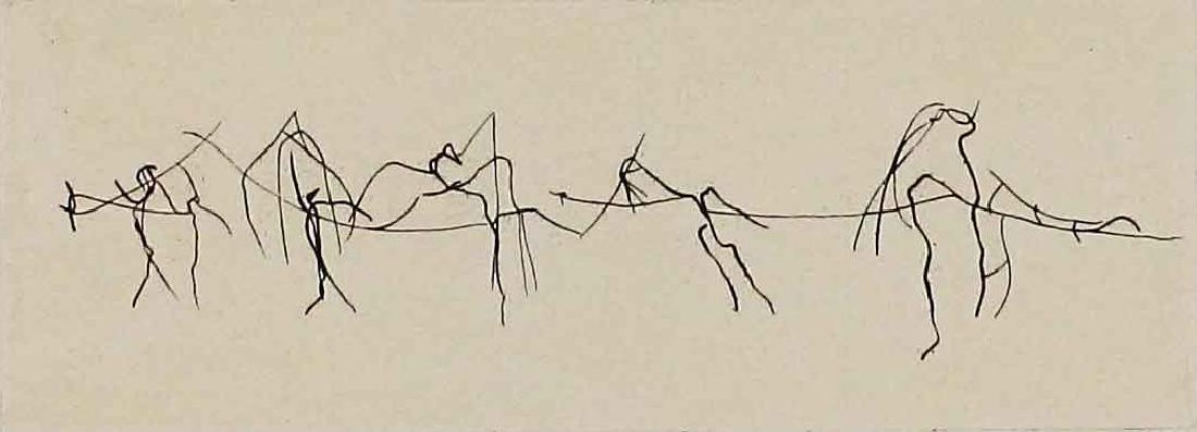 Achille Perilli, Acquaforte, 1964: Acquaforte; Dimensioni foglio 21 x 39,5 cm; Dimensioni immagine 10,5 x 29,5 cm; Firmata in basso a destra a matita dall'Artista; Prova d'Artista; Certificato di autenticitÃ . Etching; Paper sizes 21