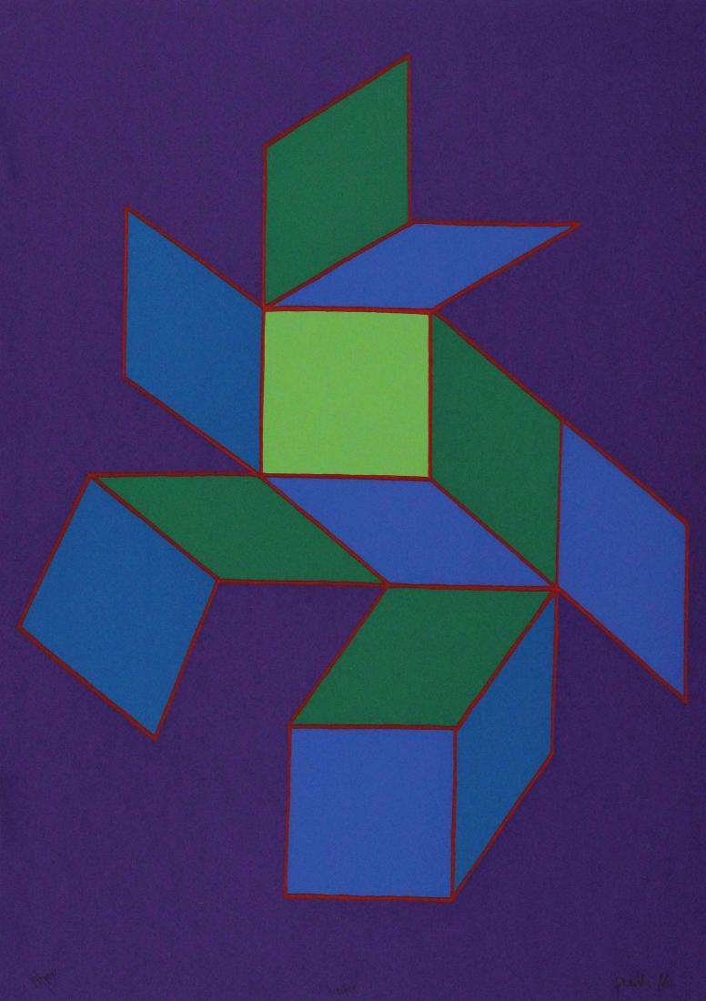 Achille Perilli, Voix, 1976: Litografia a colori; Dimensioni foglio 68 x 48 cm; Firmata in basso a destra a matita dall'Artista; Numerata 19/100; Certificato di autenticitÃ . Color lithograph; Paper sizes 68 x 48 cm; Signed low