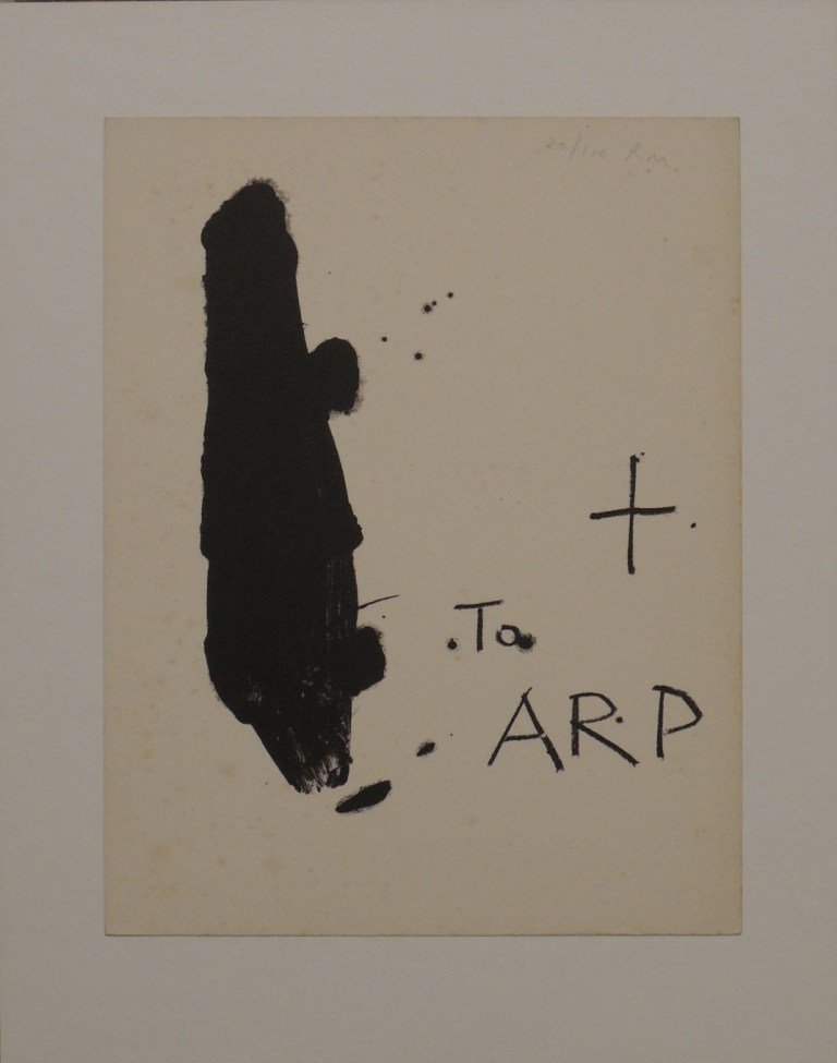 Robert Motherwell, Hommage ad Hans Arp, 1966: Color lithograph; Paper sizes cm 22,5 x 17,5; Signed bottom right and numbered lower left in crayon by the Artist; Edition 20/100 COA provided