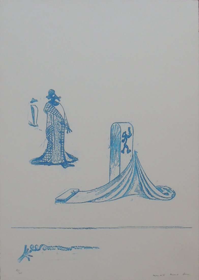 Max Ernst, Alfred Jarry, Décervelages, 1971: Color lithograph; Paper sizes cm 49 x 35; Signed lower right and numbered lower left in crayon by the Artist; Edition 63/100; COA provided