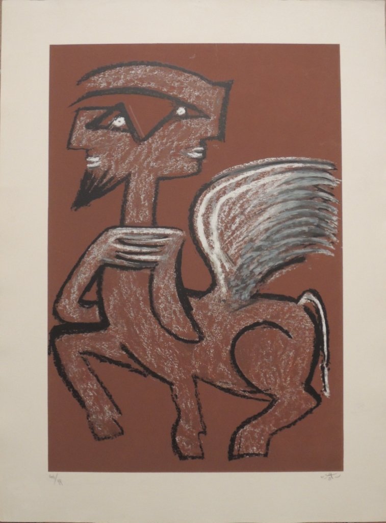 Roberto Matta, Cavallo marrone: Color lithograph; Paper sizes cm 89 x 66; Image sizes cm 72,5 x 50; Signed lower right and numbered lower left in crayon by the Artist; Edition 44/99; COA provided