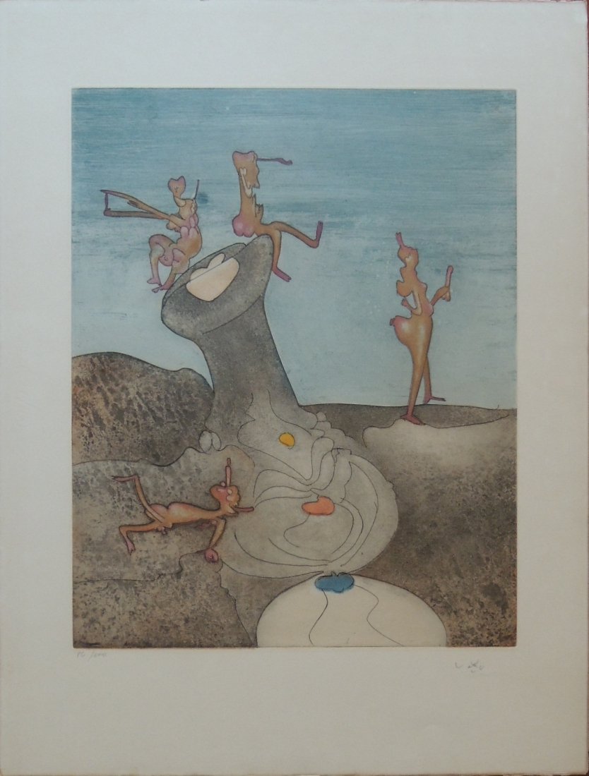 Roberto Matta, Untitled: Etching aquatint on Arches paper; Paper sizes cm 65 x 50; Image sizes cm 47,5 x 37,5; Signed lower right; Edition 86/100; COA provided