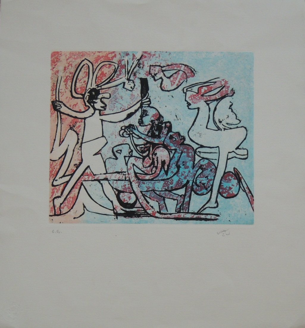 Roberto Matta, Untitled: Etching aquatint; Paper sizes cm 52 x 56; Image sizes cm 29 x 34; Signed lower right in crayon by the Artist; E.A. COA provided