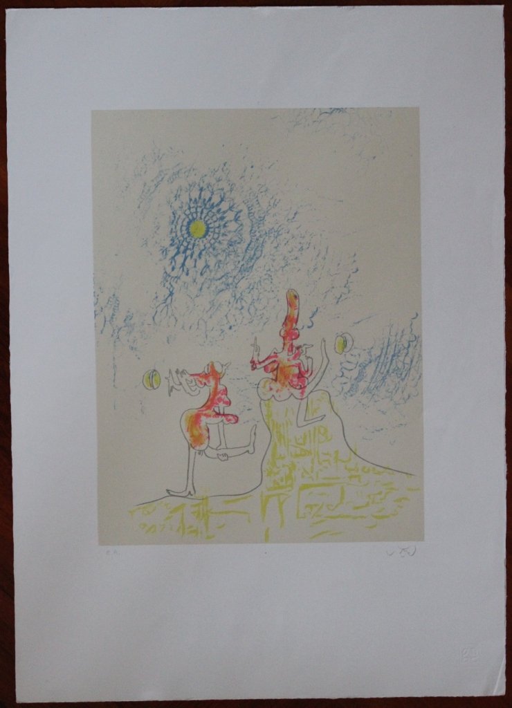 Roberto Matta, Untitled: Color lithograph; Paper sizes cm 50 x 70; Signed lower right in crayon by the Artist; E.A.; Publisher Grafica dei Greci; COA provided