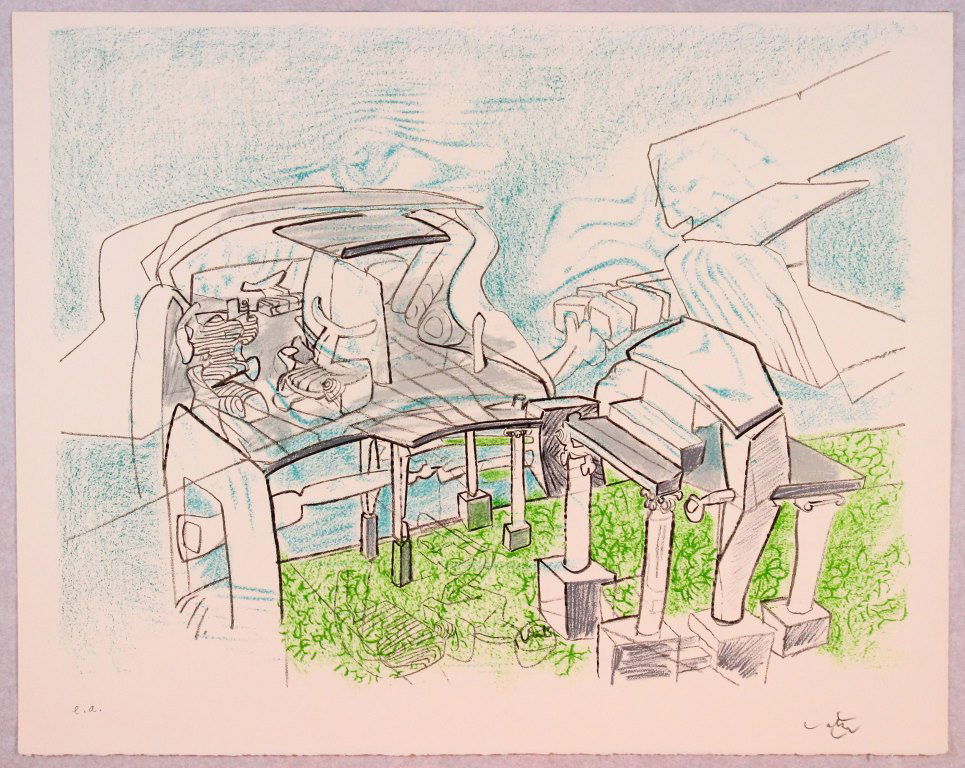 Roberto Matta, Color lithograph: Litografia a colori; Dimensioni foglio 56 x 71 cm; Firmata in basso a destra a matita dall'Artista; E.A.; Certificato di garanzia. Color lithograph; Paper sizes 56 x 71 cm ; Signed lower right in penc