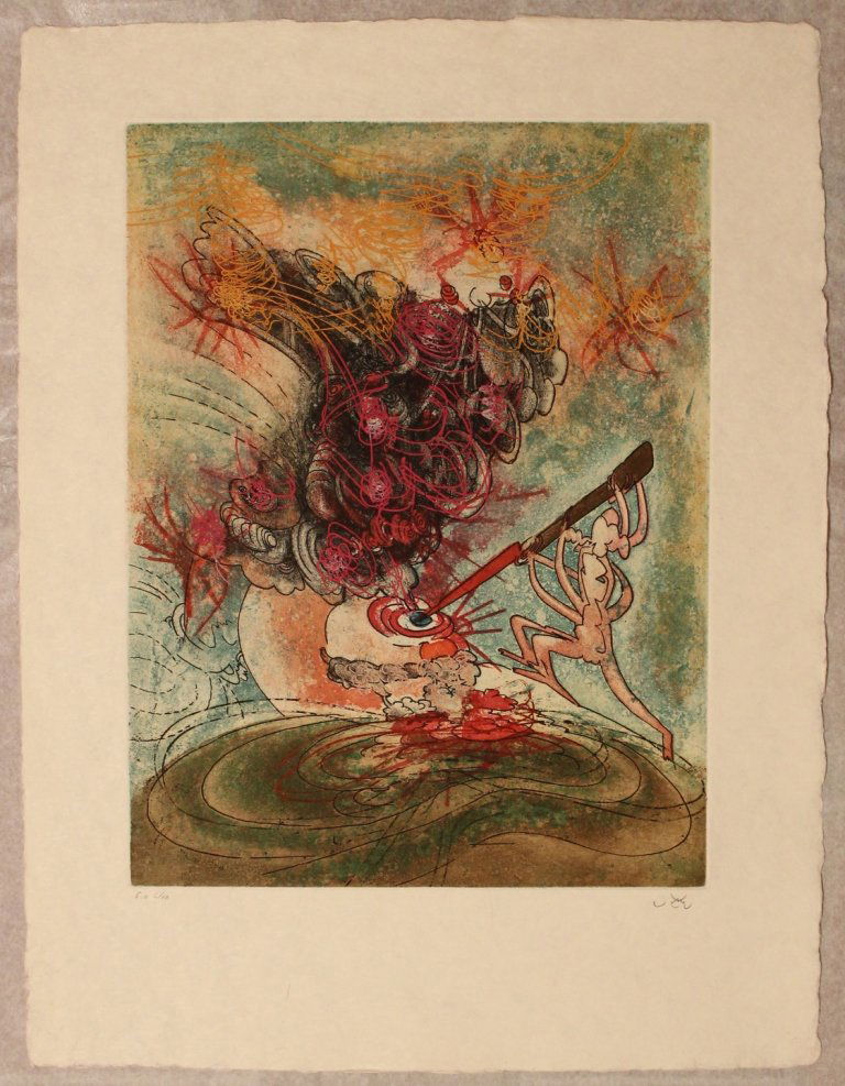 Roberto Matta, Hommere II (L'eautre), 1975: Cartella di dieci acqueforti acquetinte su carta Giappone; Ogni acquaforte Ã¨ firmata in basso a destra a matita dall'Artista; Ogni acquaforte Ã¨ numerata E.A. 4/10; Editore e stampatore George Vi