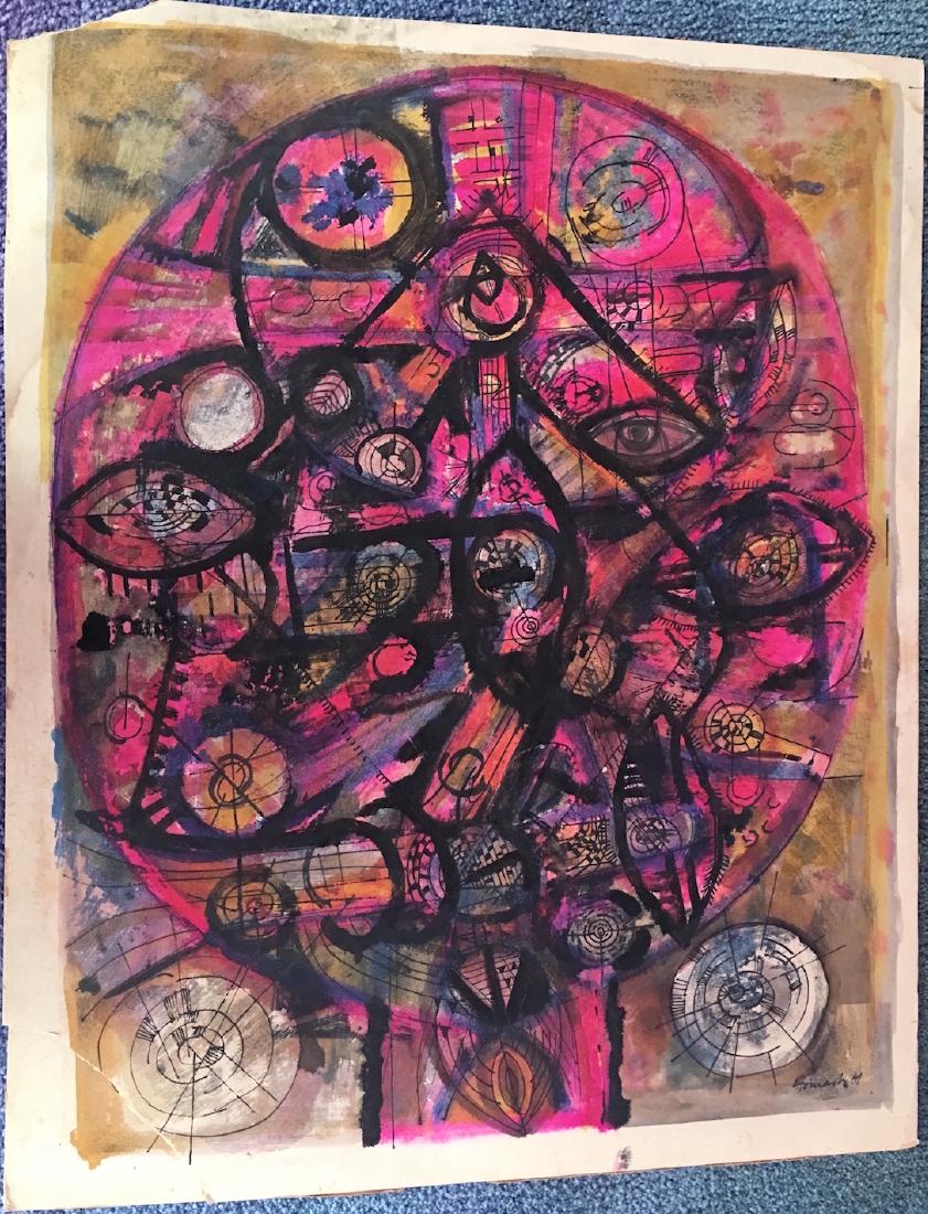 Avinash Chandra Indian British Modern Painting 1960's: Artist: Avinash Chandra (Indian-British 1931-1991) Title: Medium: mixed media on paper Size: 24 3/4"x 19 1/4â€ inches sheet size Date: 1961 (signed & dated â€œAvinash 61â€, lower right) Cond